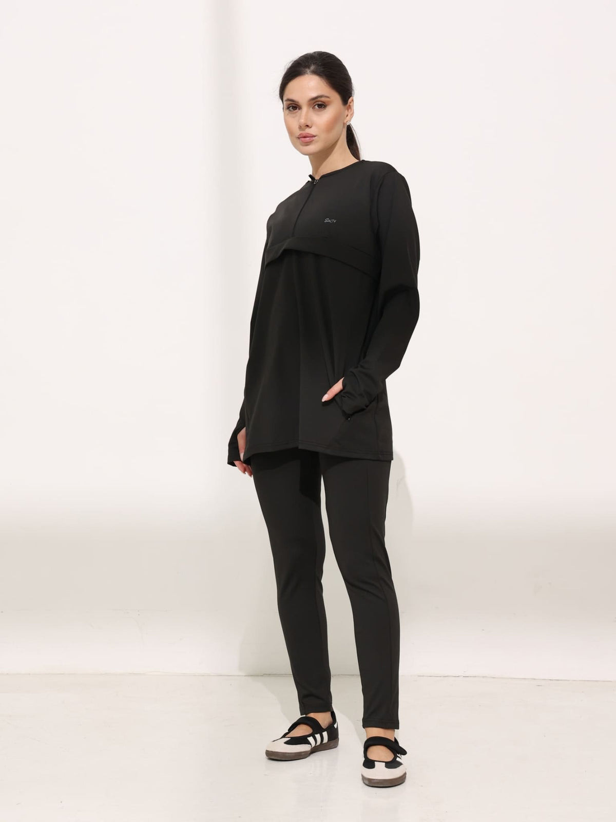Onyx Black Active Zipper Flap Shirt
