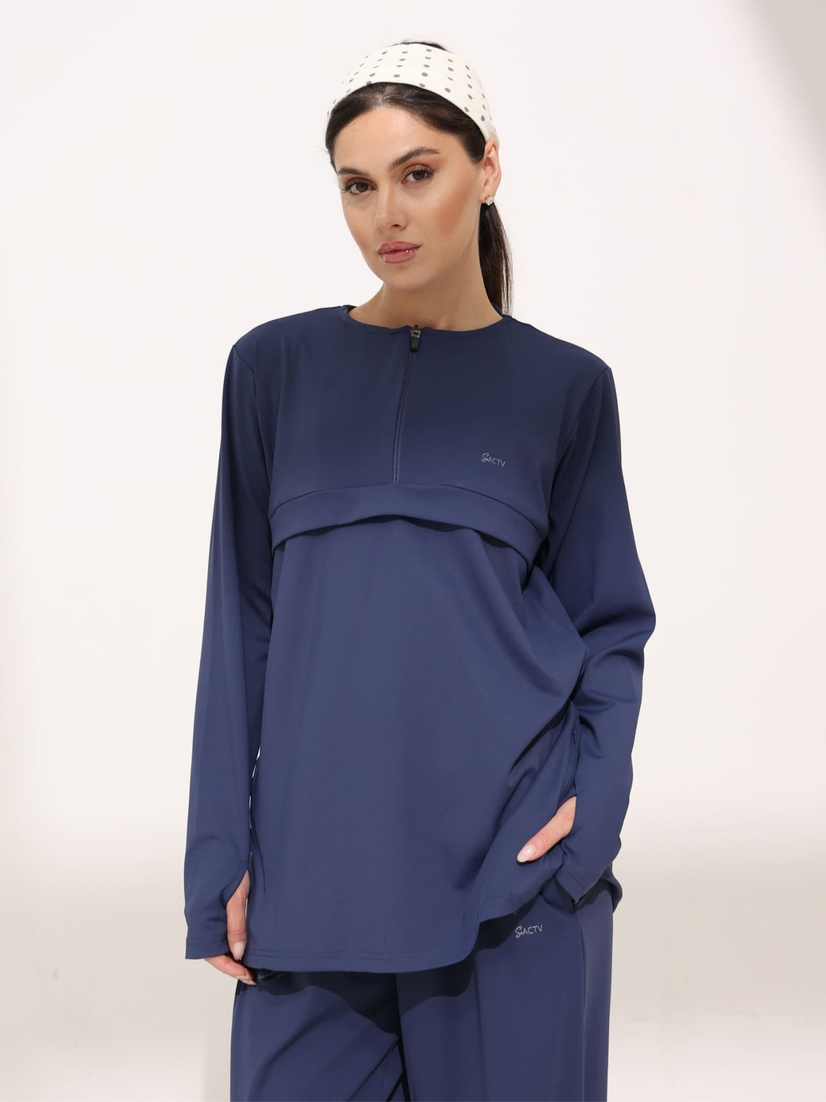 Onyx Blue Active Zipper Flap Shirt
