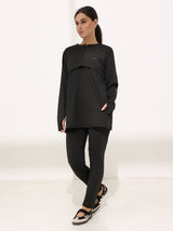 Onyx Black Active Zipper Flap Shirt