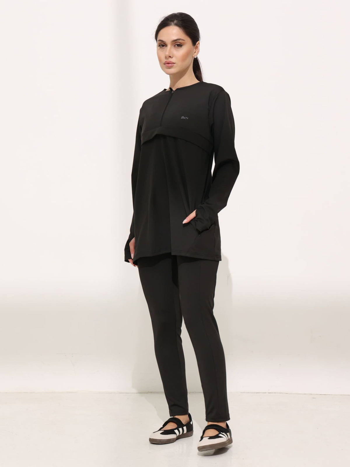 Onyx Black Active Zipper Flap Shirt