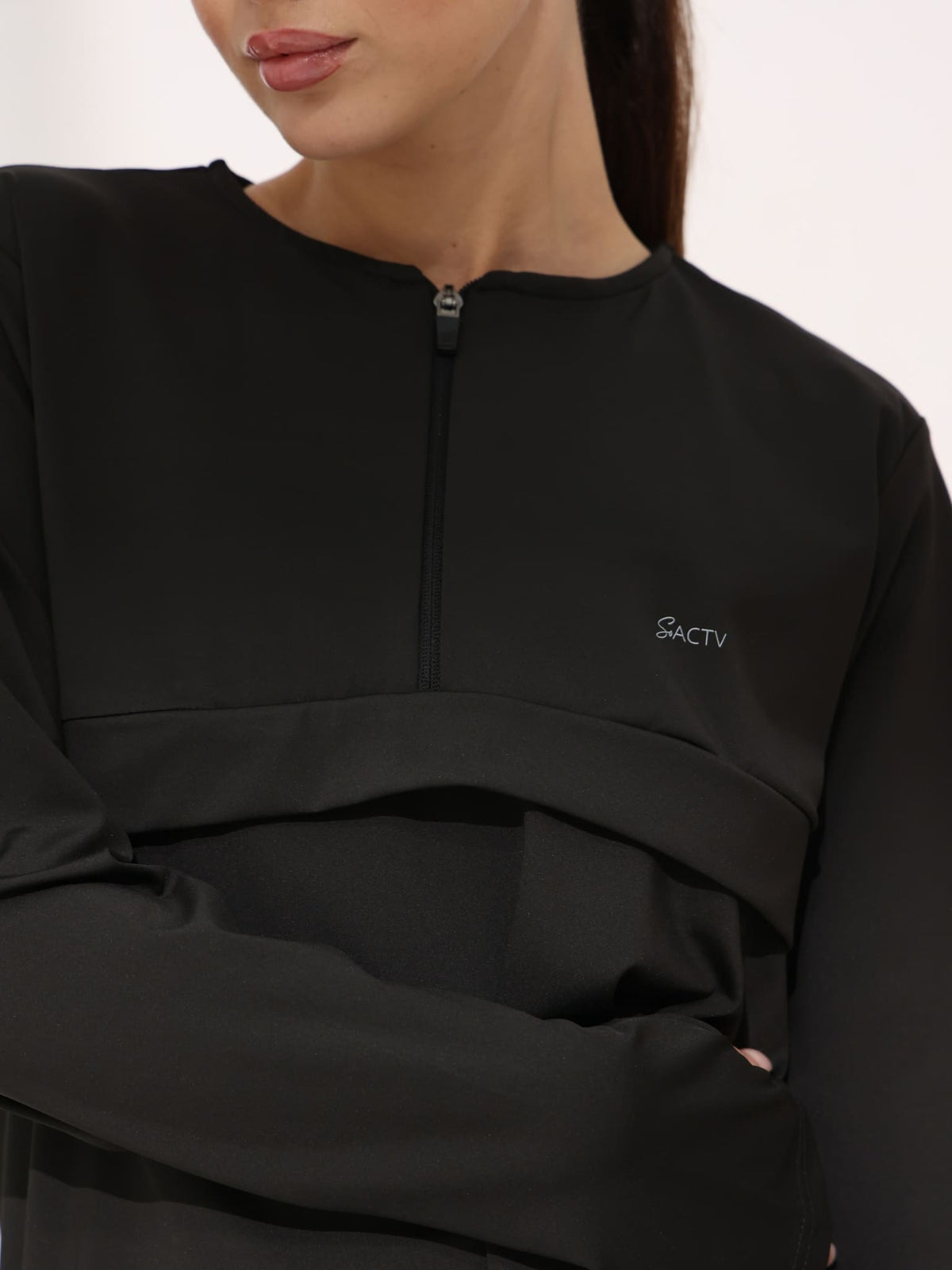 Onyx Black Active Zipper Flap Shirt
