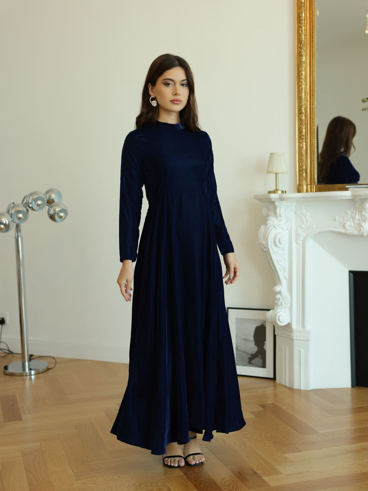 Shawn Blue Velvet Dress