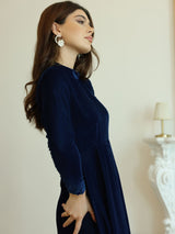 Shawn Blue Velvet Dress