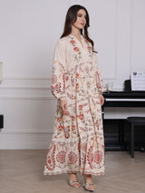 Zaurea Cream Floral Panel Dress