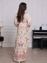 Zaurea Cream Floral Panel Dress