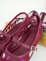 Deep Plum Floral Flats