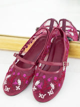 Deep Plum Floral Flats