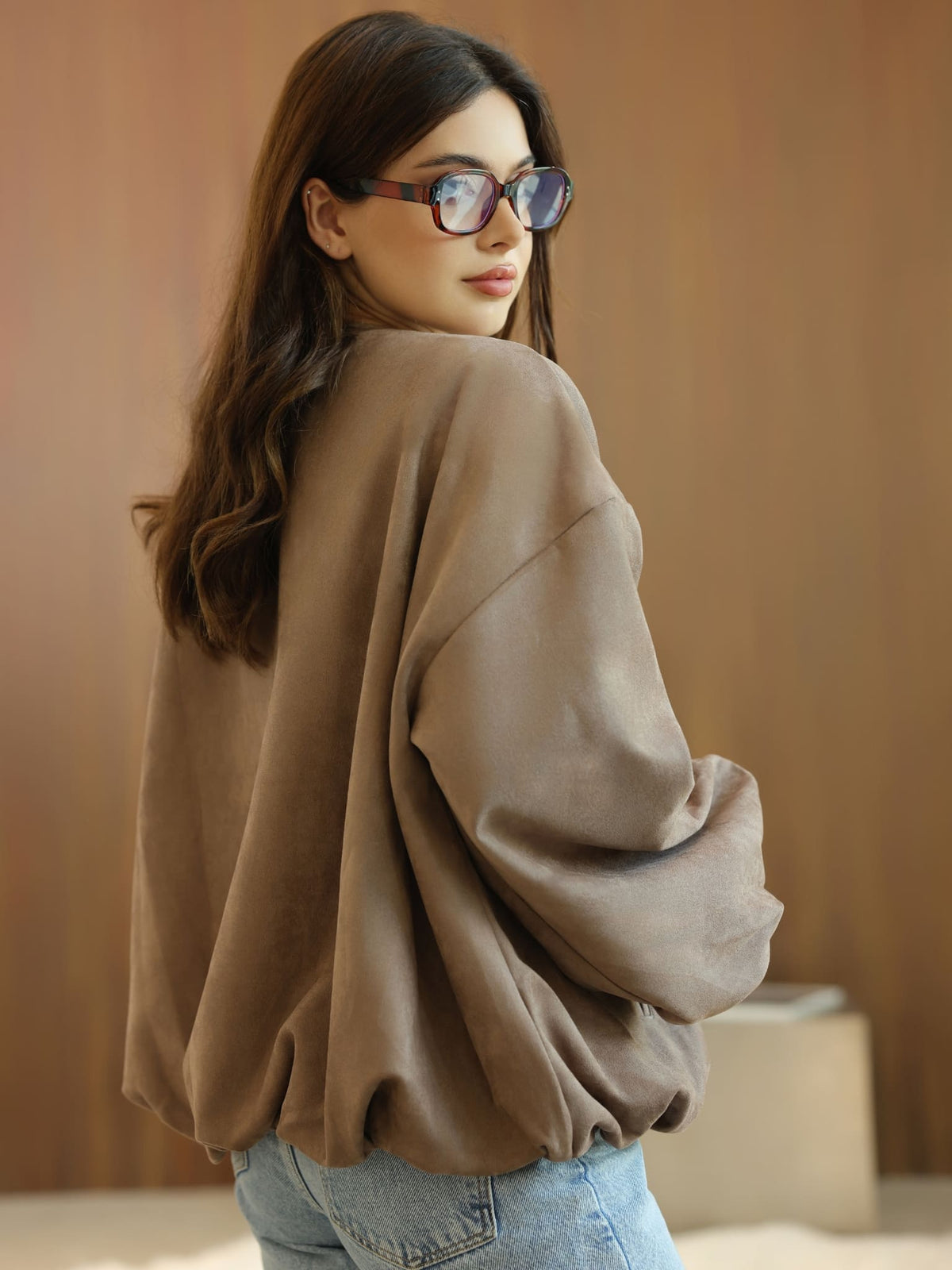 Gathered Coffee Brown Jacket