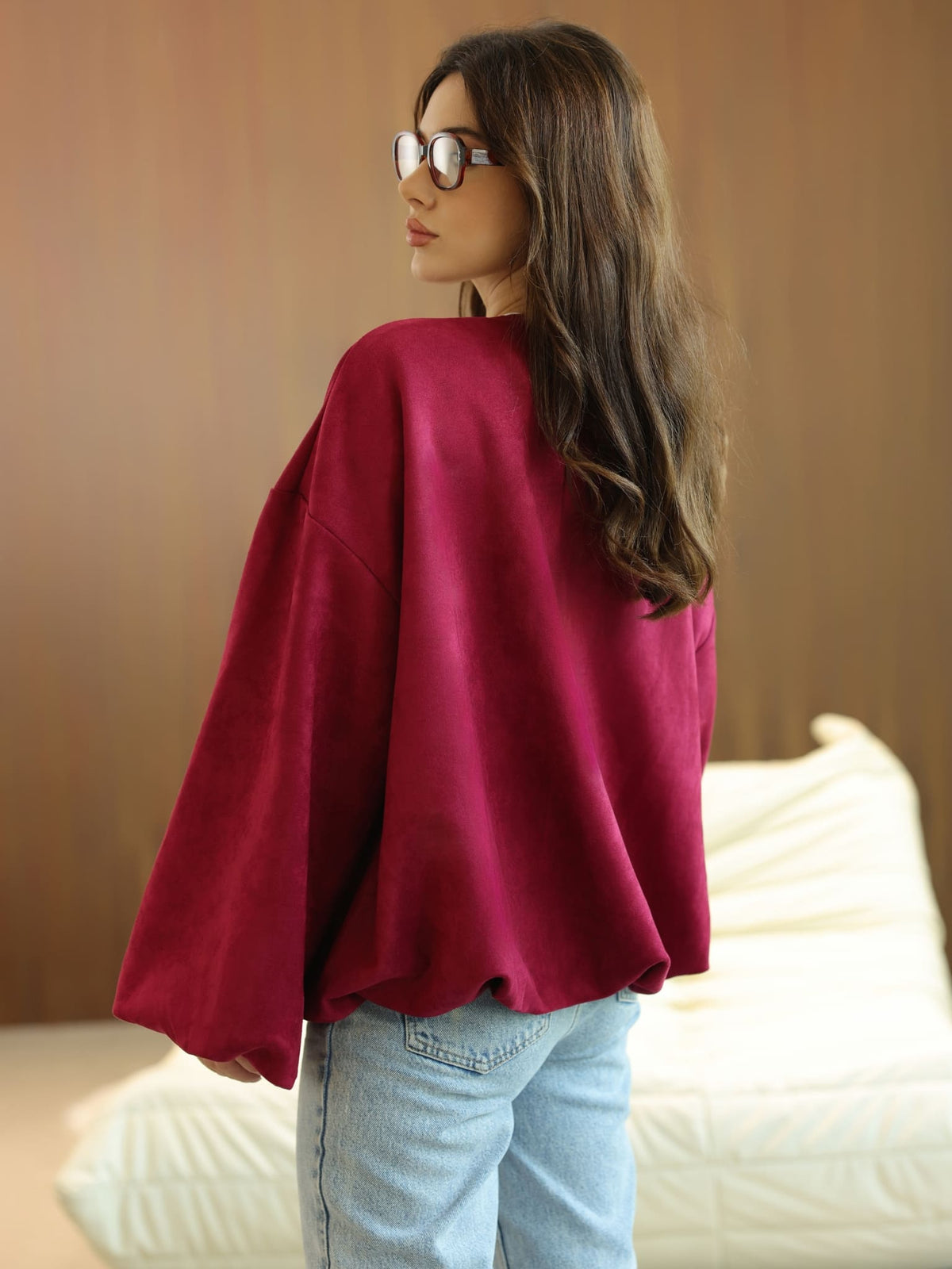 Gathered Plum Jacket