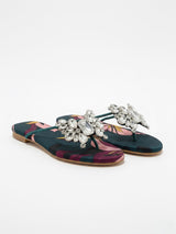 Teal Butterfly Slides / Flats