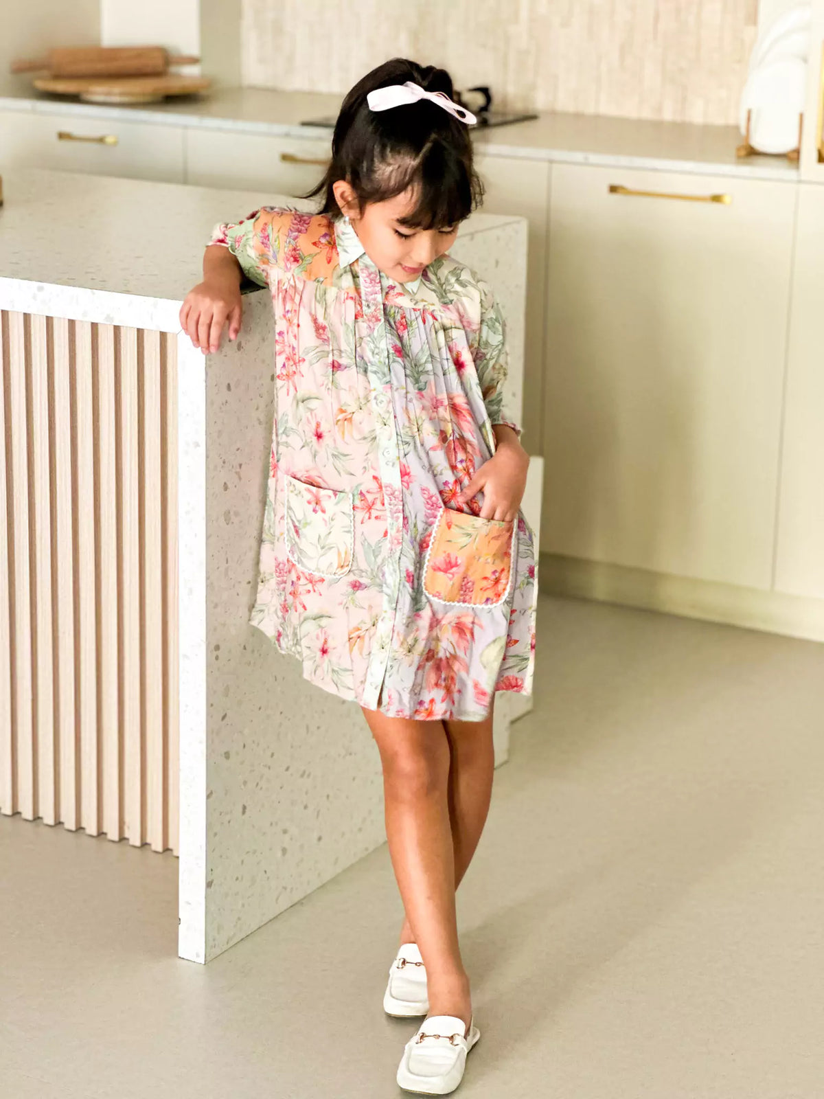 Mini Corsage Floral Pocket Dress