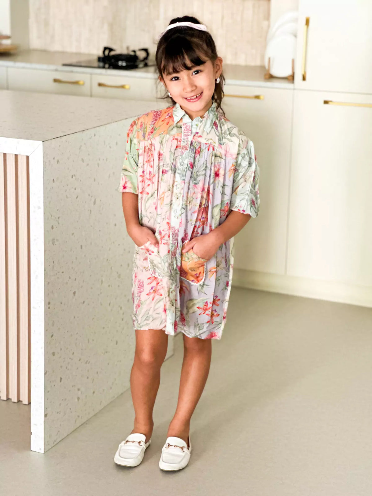 Mini Corsage Floral Pocket Dress