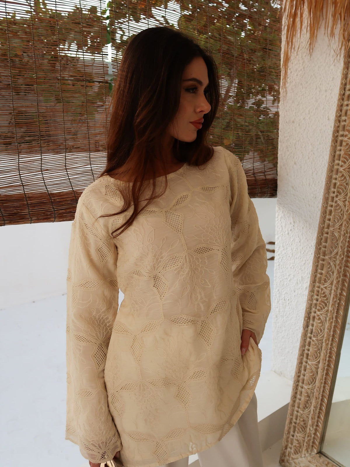 Rochelle Thread Embroidery Asymmetric Shirt