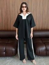 Enid Black Contrast Soft Sweat Shirt
