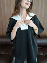 Enid Black Contrast Soft Sweat Shirt