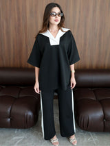 Enid Black Contrast Soft Sweat Shirt