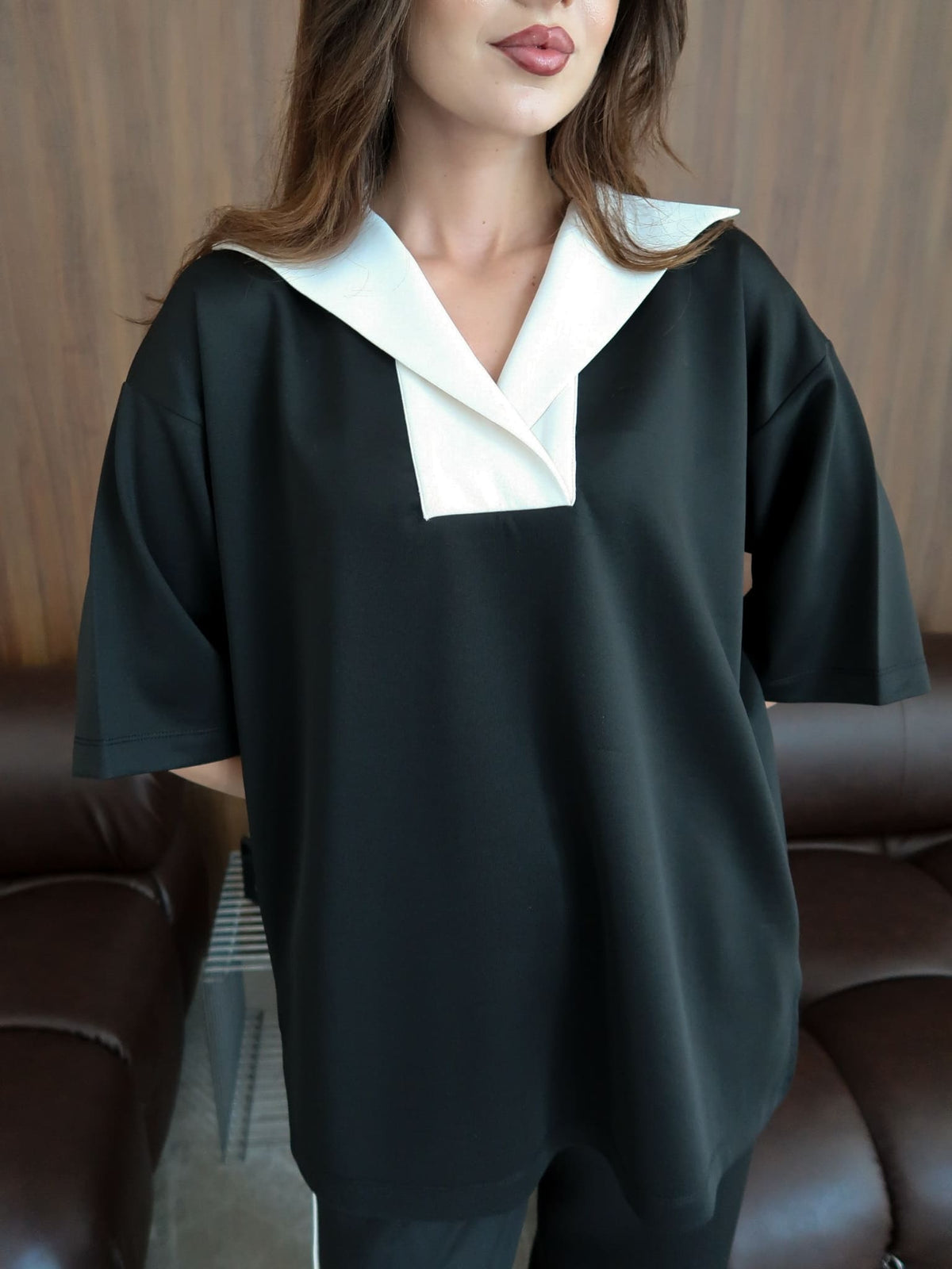 Enid Black Contrast Soft Sweat Shirt