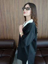 Enid Black Contrast Soft Sweat Shirt