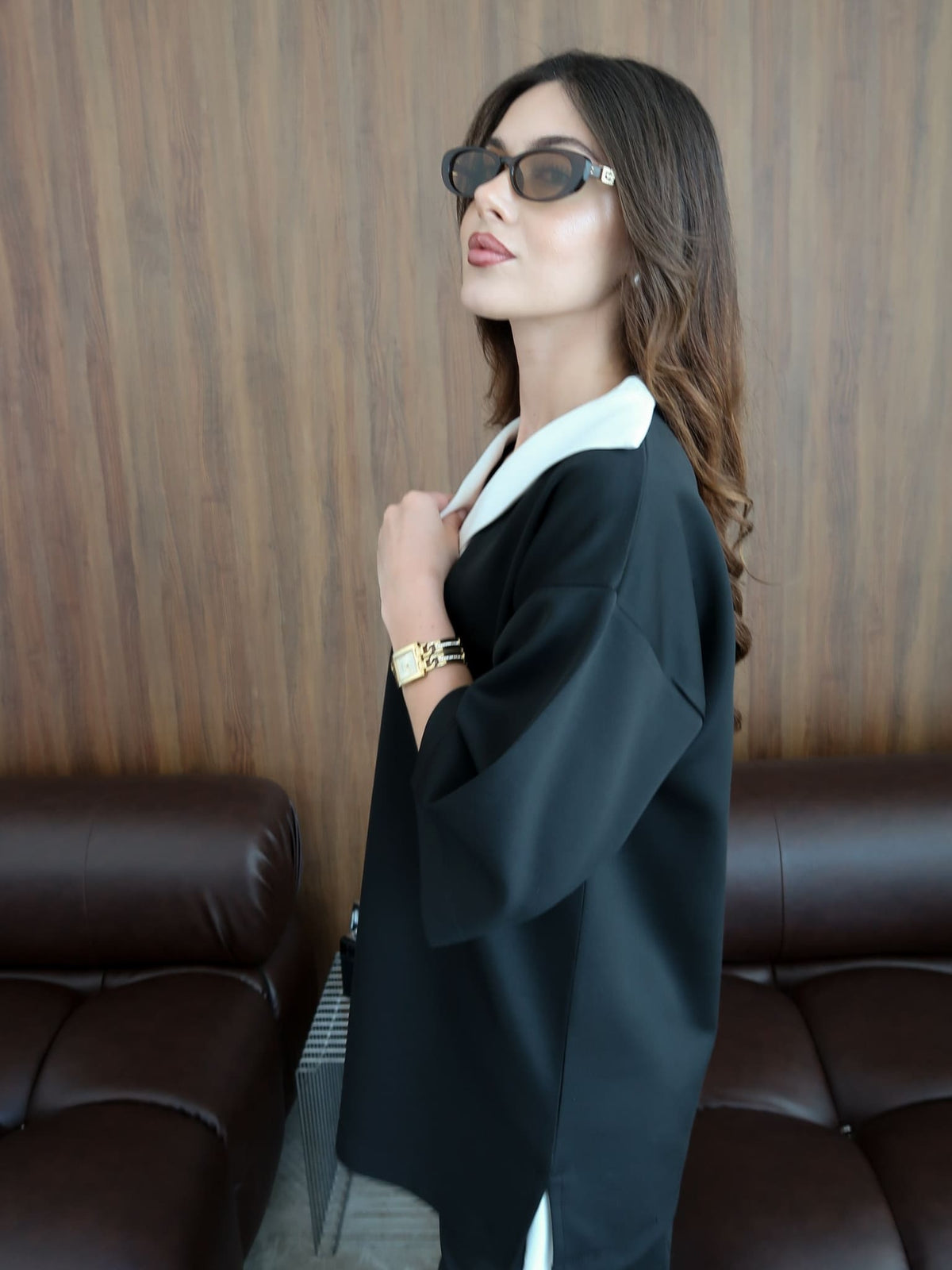 Enid Black Contrast Soft Sweat Shirt