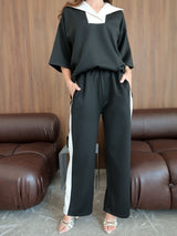 Enid Black Contrast Soft Sweat Shirt