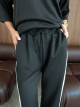 Enid Black Contrast Soft Sweat Shirt