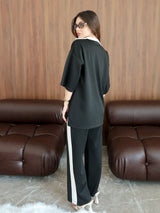 Enid Black Contrast Soft Sweat Shirt