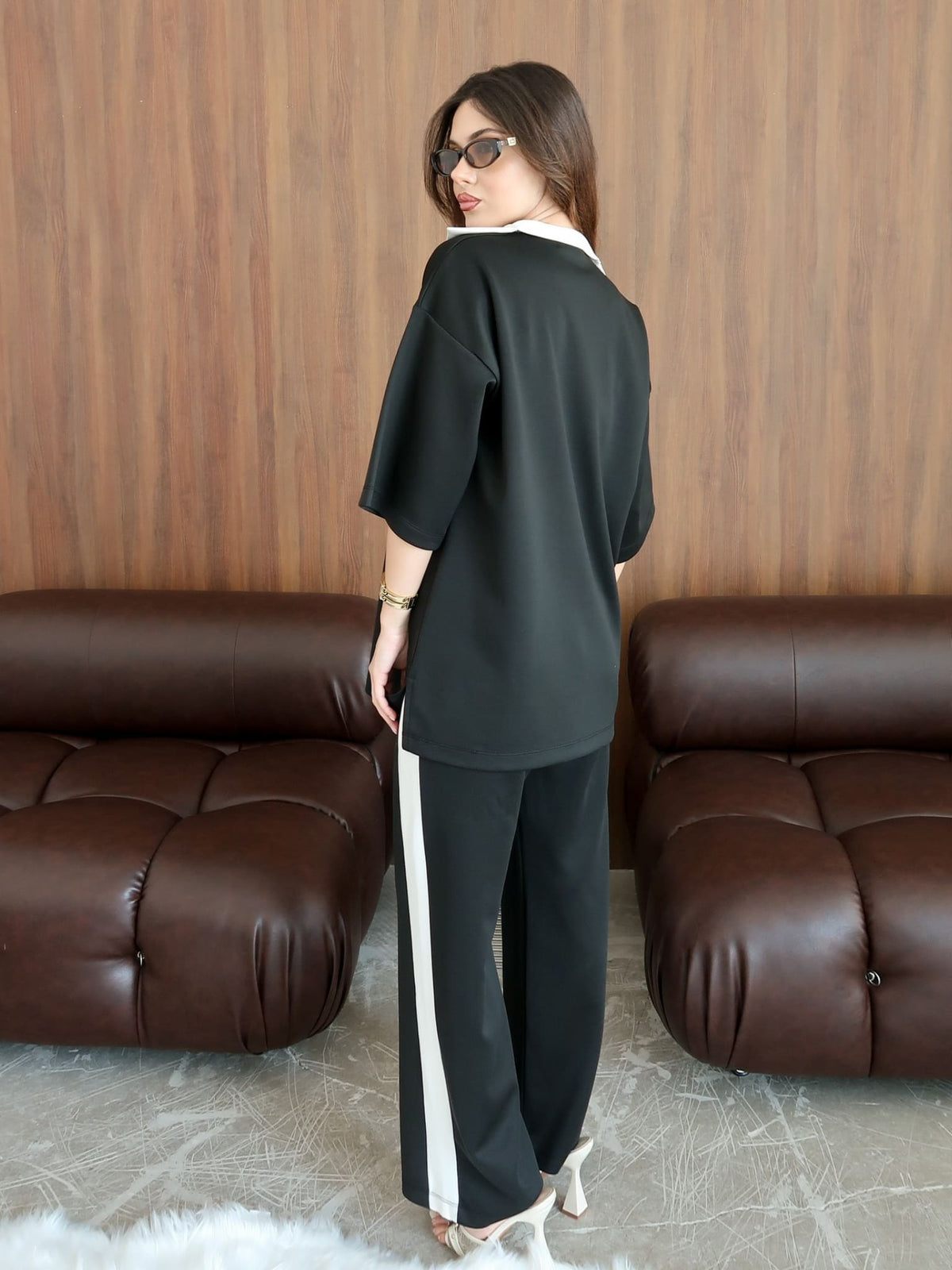 Enid Black Contrast Soft Sweat Shirt