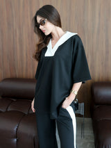 Enid Black Contrast Soft Sweat Shirt