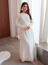 Swish Pleated Crochet Long Dress