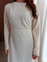 Swish Pleated Crochet Long Dress