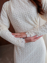 Swish Pleated Crochet Long Dress