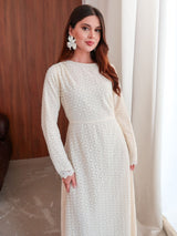Swish Pleated Crochet Long Dress