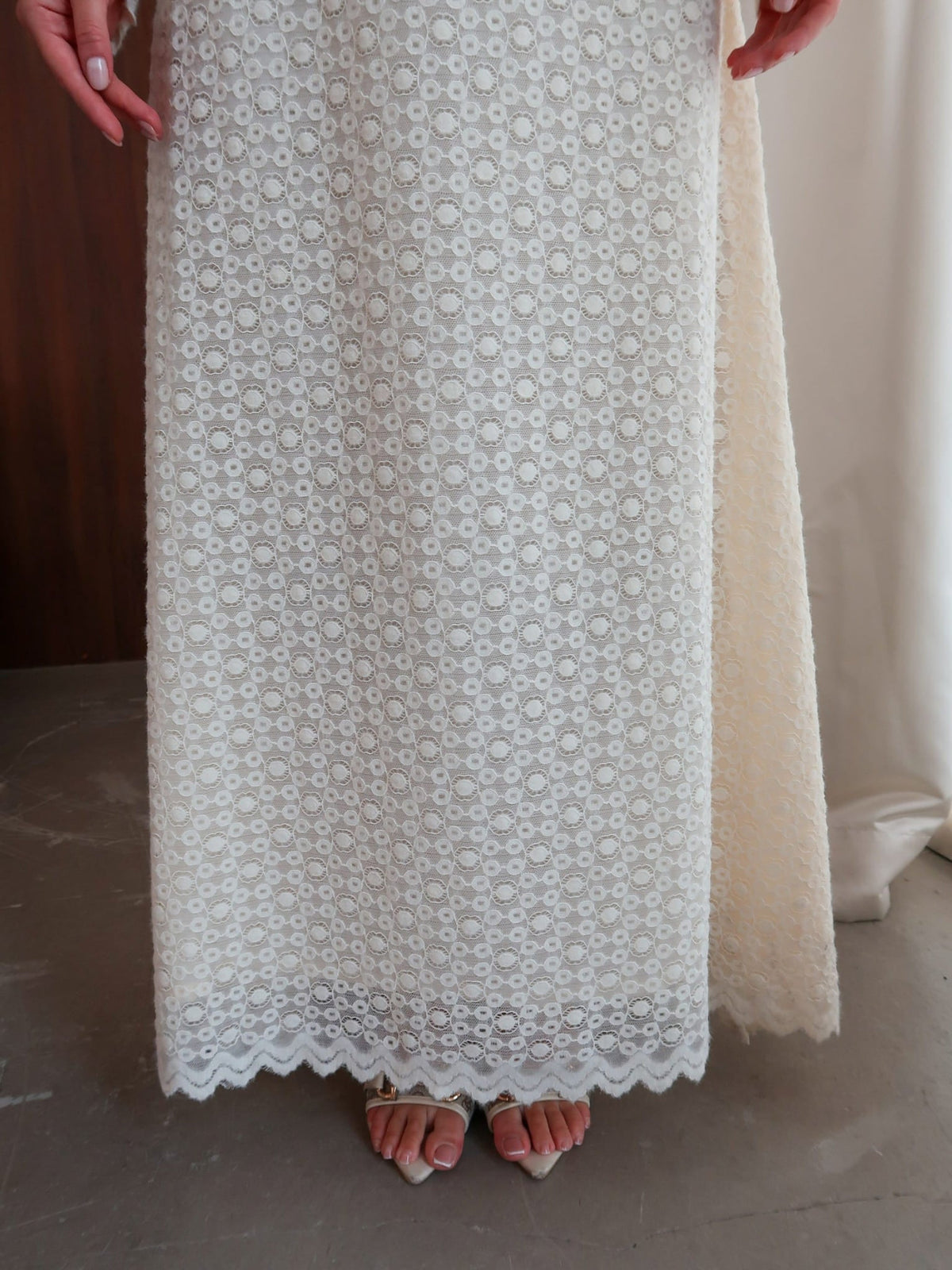 Swish Pleated Crochet Long Dress