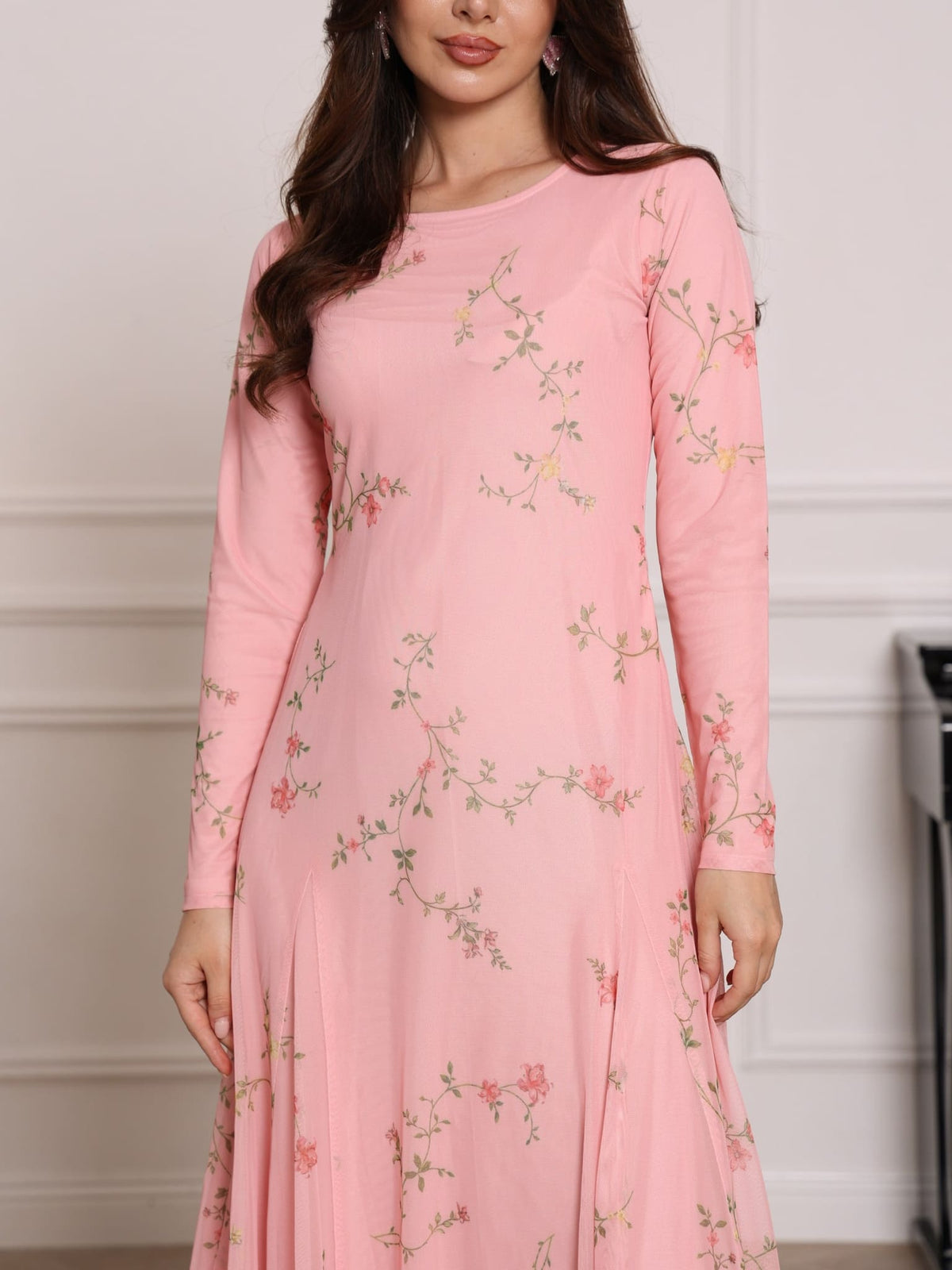 May Mesh Panel Long Dress