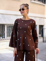 Ricci Polka Brown Shirt