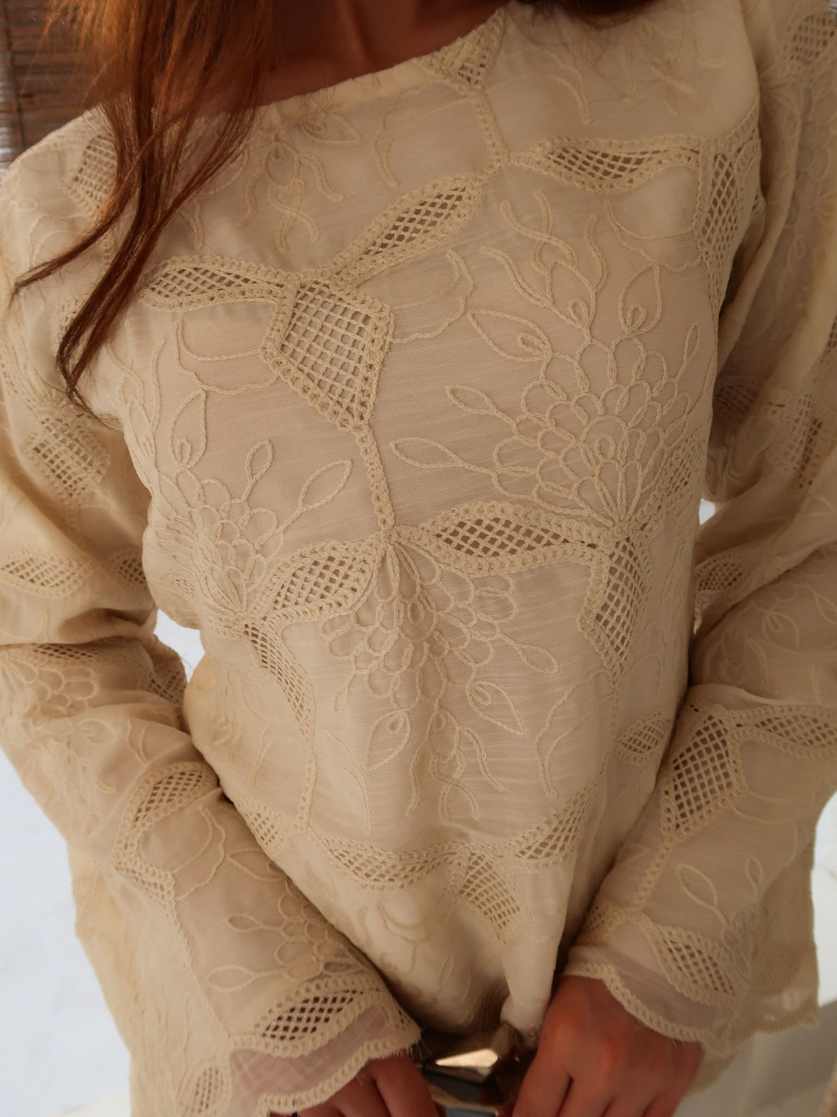 Rochelle Thread Embroidery Asymmetric Shirt