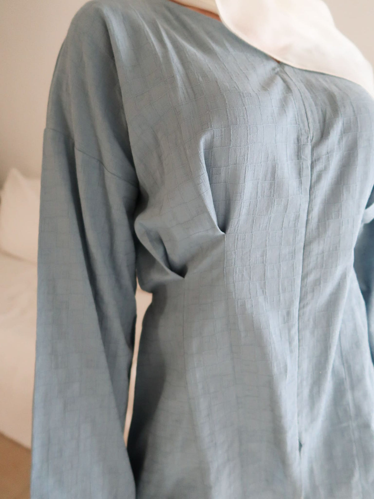 Friuli Blue Pleated Summer Shirt