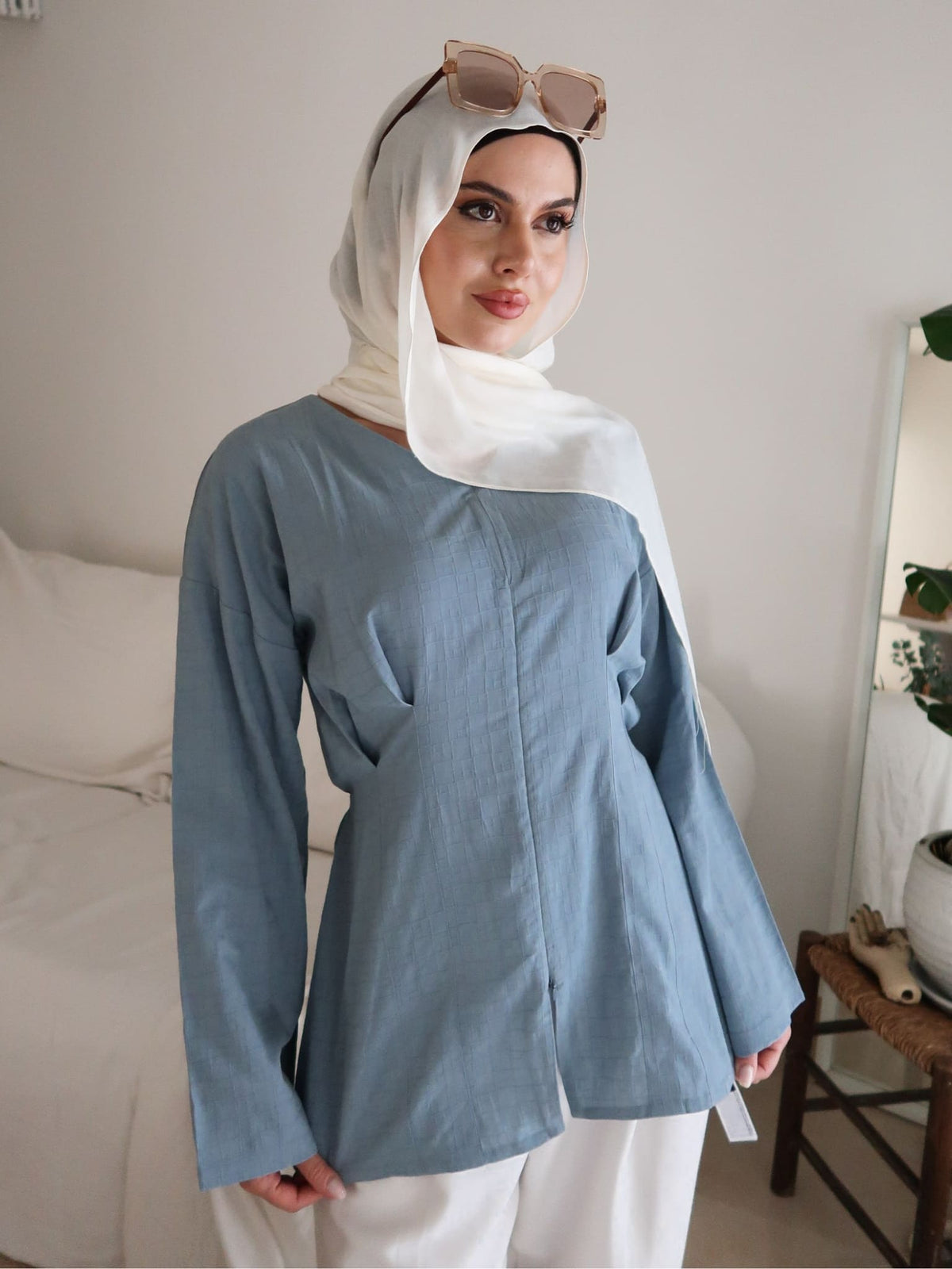 Friuli Blue Pleated Summer Shirt