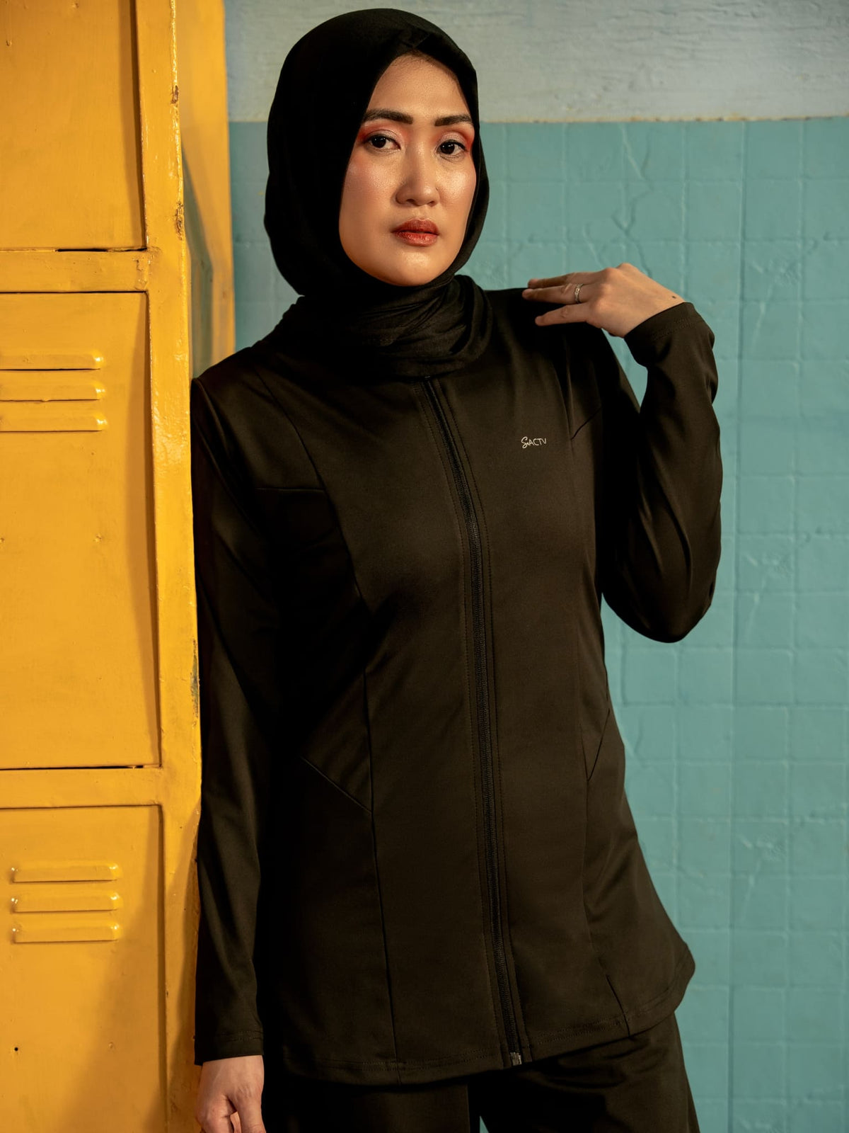 Zhen Black Active Zipper Jacket