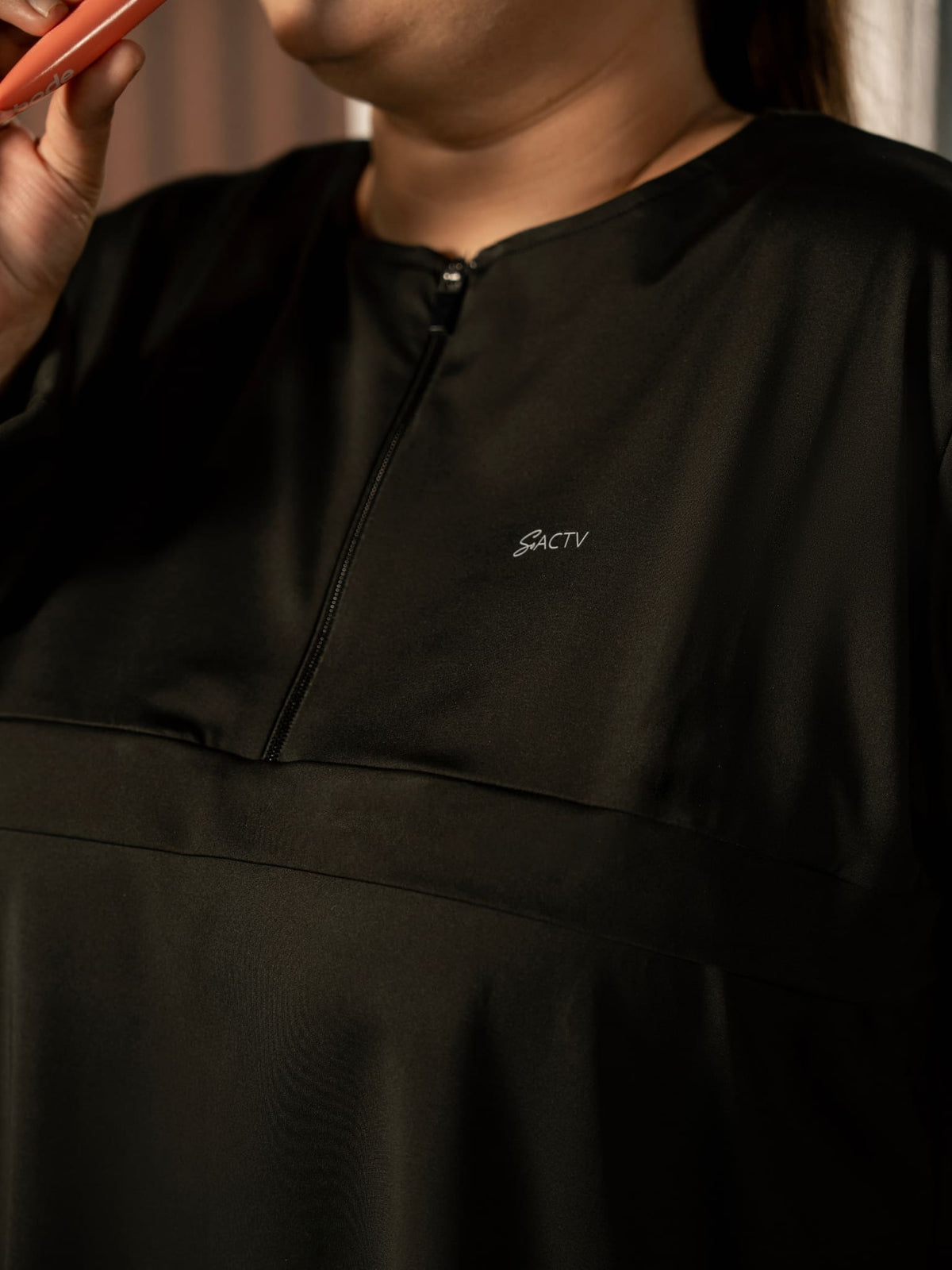 Onyx Black Active Zipper Flap Shirt
