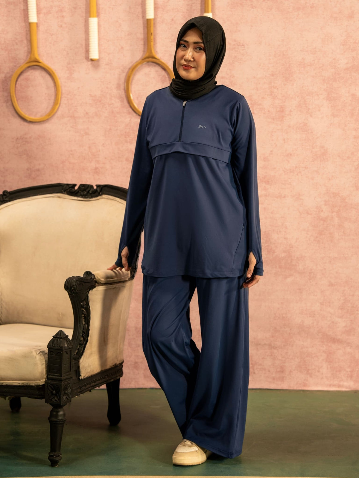 Onyx Blue Active Zipper Flap Shirt