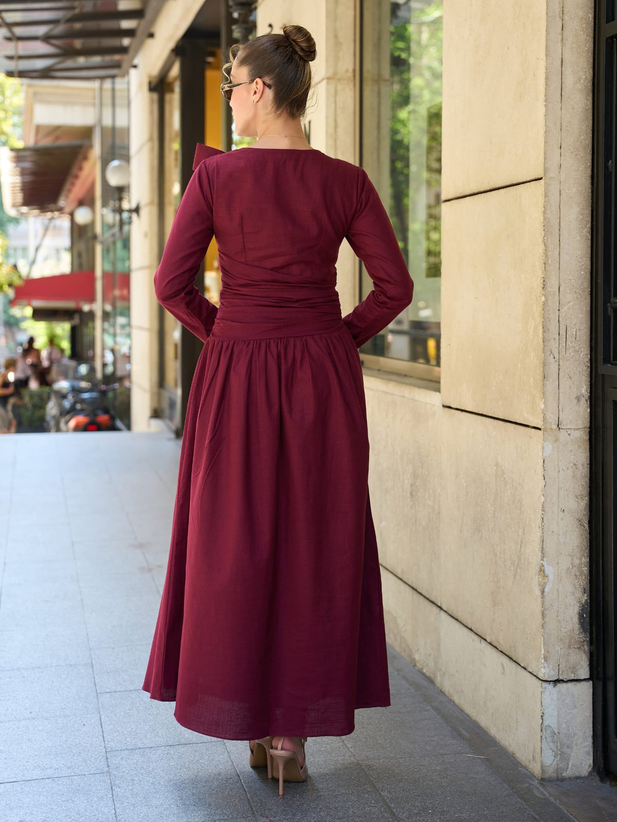 Miralyn Maroon Bow Knot Long Dress