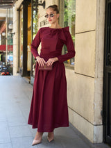 Miralyn Maroon Bow Knot Long Dress