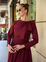 Miralyn Maroon Bow Knot Long Dress