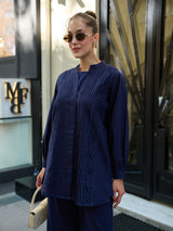 Melure Blue Embroidered Tulle Shirt