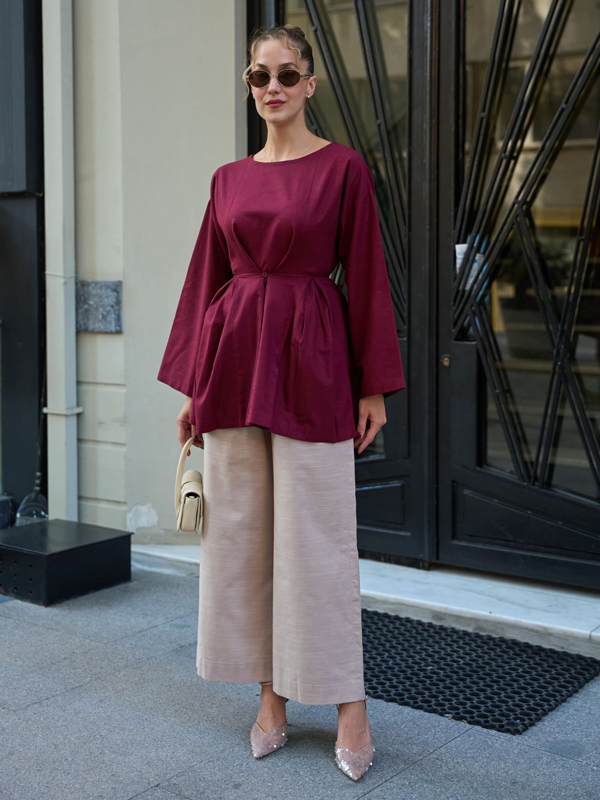 Pinnella Maroon Pinched Shirt