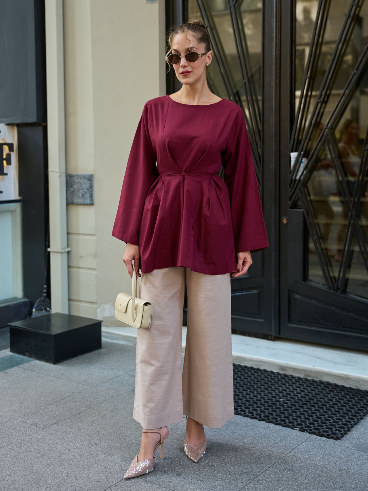 Pinnella Maroon Pinched Shirt