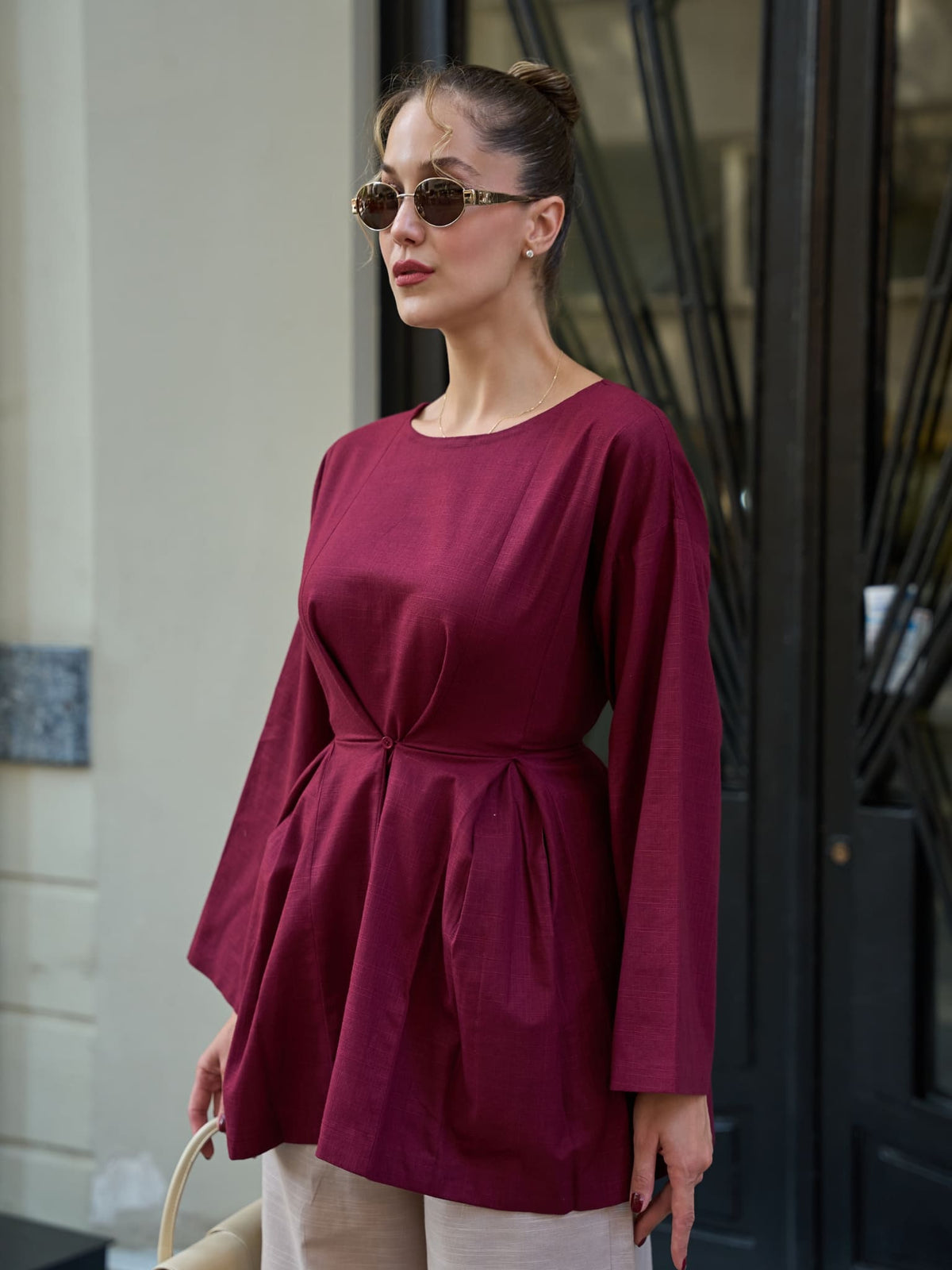 Pinnella Maroon Pinched Shirt