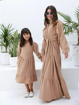 Mini Rua Beige Dress For Girls