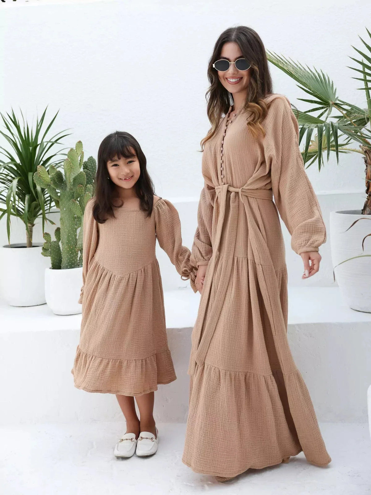 Mini Rua Beige Dress For Girls